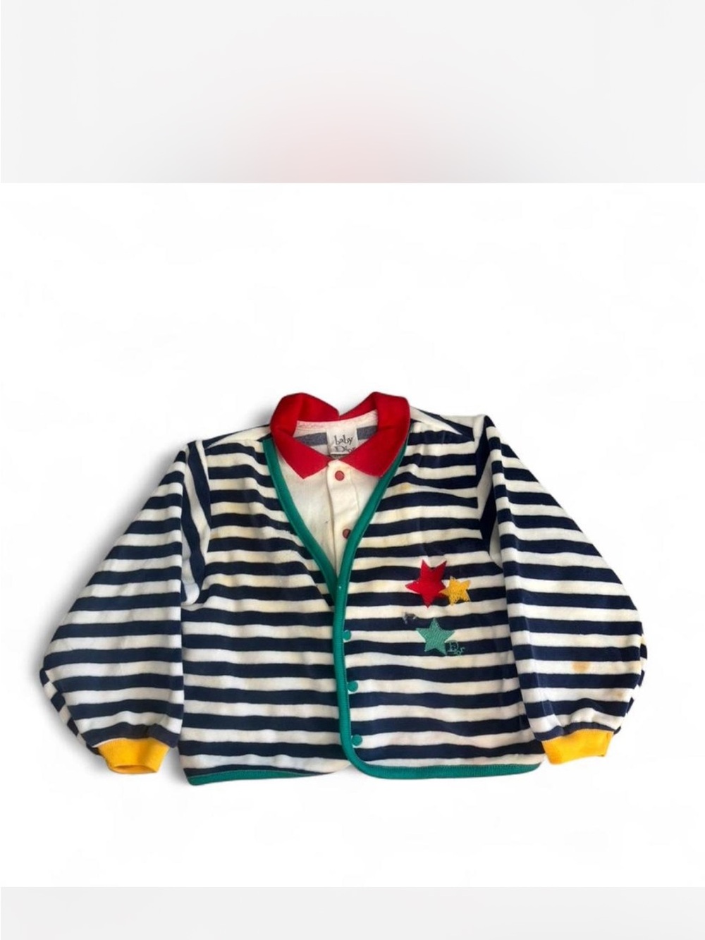 Vintage Baby Dior Nautical Striped Cardigan Toddler 24M Rare 80s/90s